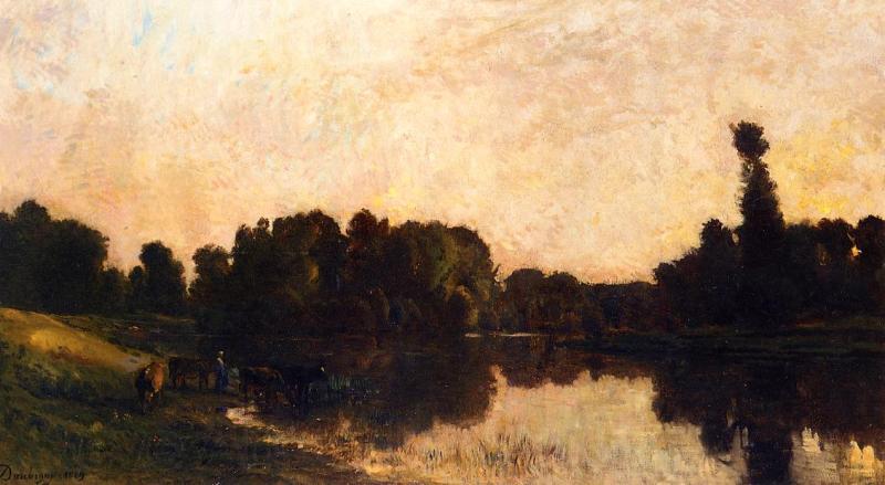 Charles-Francois Daubigny Daybreak, Oise Ile de Vaux Norge oil painting art